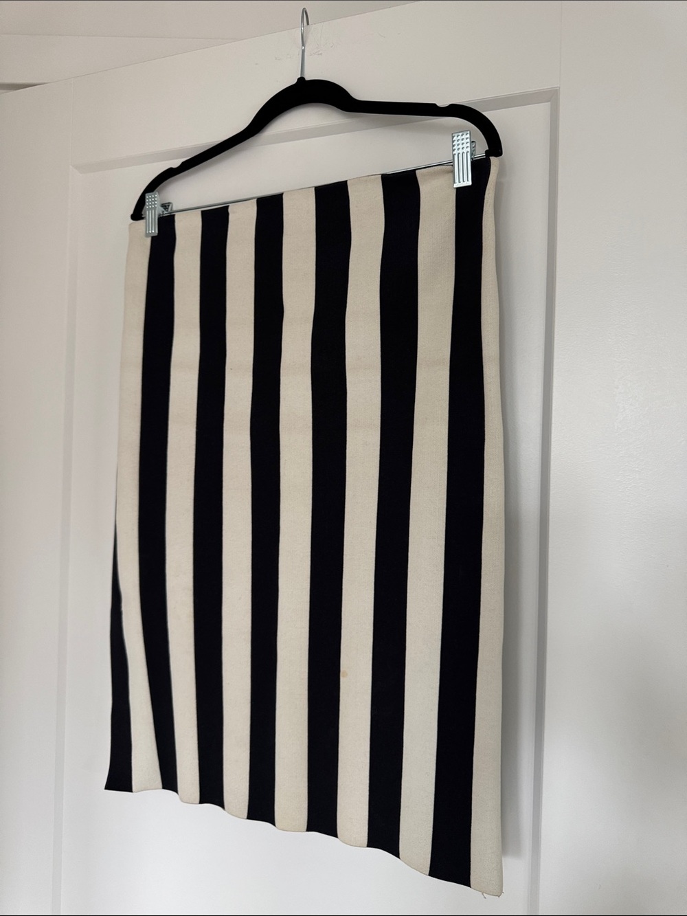 Marc Jacobs Black and Cream Vertical Stripe Midi Skirt